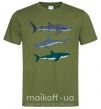 Мужская футболка Три акулы Оливковый фото