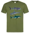 Мужская футболка Три акули Оливковый фото