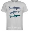 Мужская футболка Три акулы Серый фото