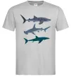 Мужская футболка Три акули Серый фото