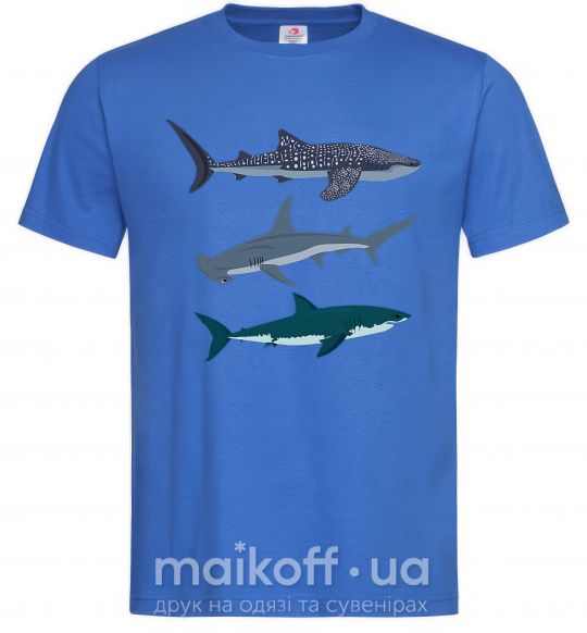 Мужская футболка Три акулы Ярко-синий фото