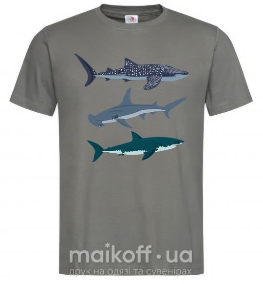 Чоловіча футболка Три акулы Графіт фото