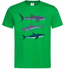 Мужская футболка Три акули Зеленый фото