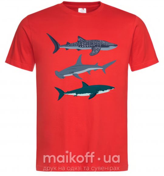 Мужская футболка Три акулы Красный фото
