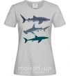 Женская футболка Три акулы Серый фото