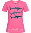 Женская футболка Три акулы Ярко-розовый фото