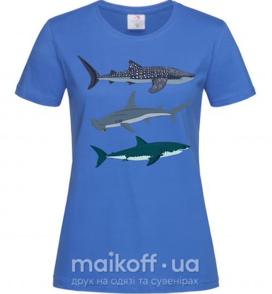 Жіноча футболка Три акулы Яскраво-синій фото