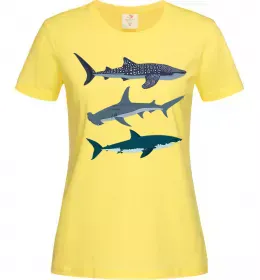 Женская футболка Три акули Лимонный фото
