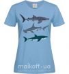 Женская футболка Три акулы Голубой фото