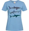 Женская футболка Три акули Голубой фото