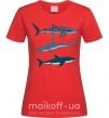 Женская футболка Три акулы Красный фото