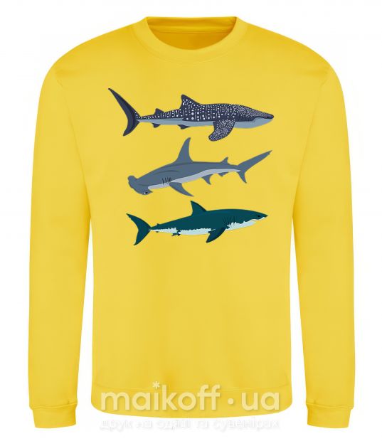 Світшот Три акулы Сонячно жовтий фото