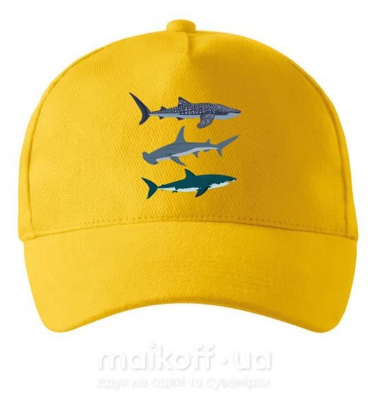 Кепка Три акулы Сонячно жовтий фото