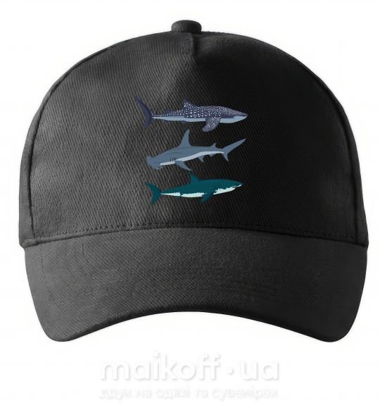 Кепка Три акулы Черный фото