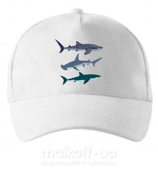 Кепка Три акулы Білий фото