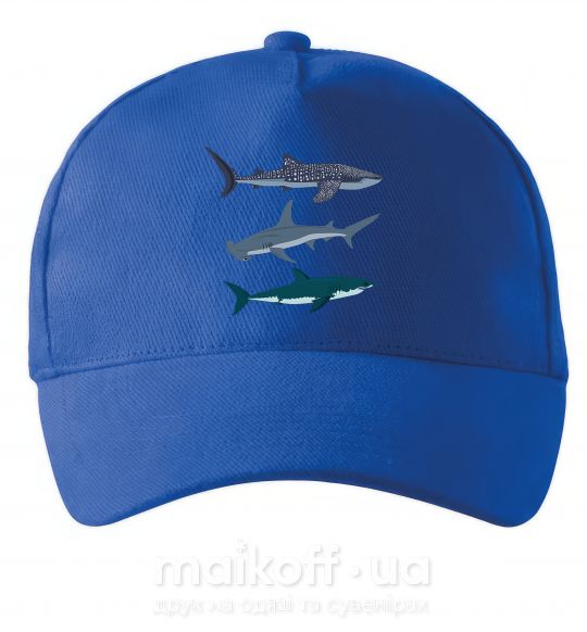 Кепка Три акулы Яскраво-синій фото