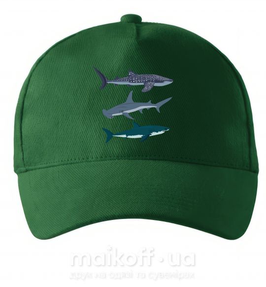 Кепка Три акулы Темно-зелений фото