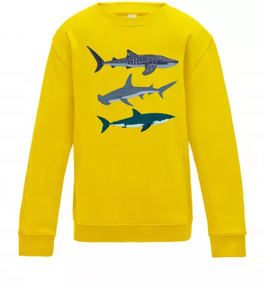 Дитячий світшот Три акули Сонячно жовтий фото