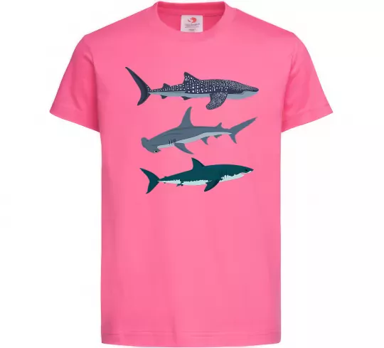 Дитяча футболка Три акули Яскраво-рожевий фото