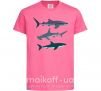 Детская футболка Три акулы Ярко-розовый фото