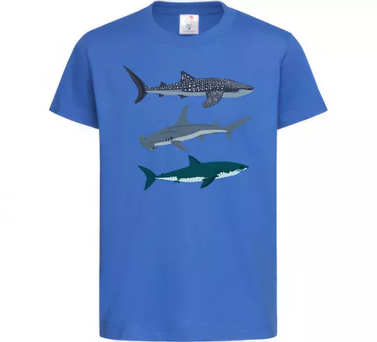 Дитяча футболка Три акули Яскраво-синій фото