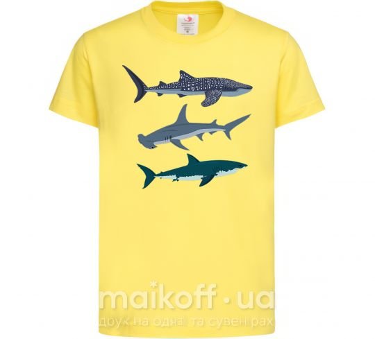 Дитяча футболка Три акулы Лимонний фото