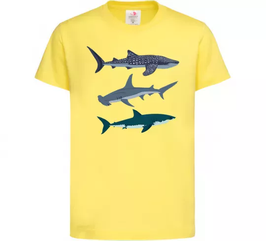 Дитяча футболка Три акули Лимонний фото