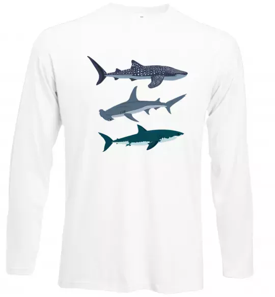 Лонгслив Три акули Белый фото