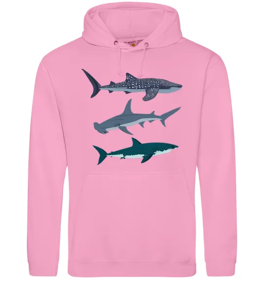 Чоловіча толстовка (худі) Три акули Рожевий фото