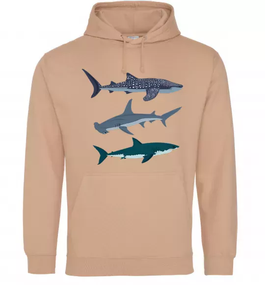 Женская толстовка (худи) Три акули Песочный фото