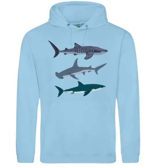Женская толстовка (худи) Три акули Голубой фото
