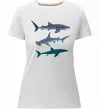 Женская премиум футболка Три акули Белый фото
