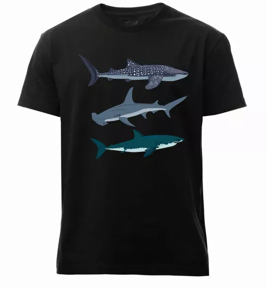Чоловіча преміум футболка Три акули Чорний фото