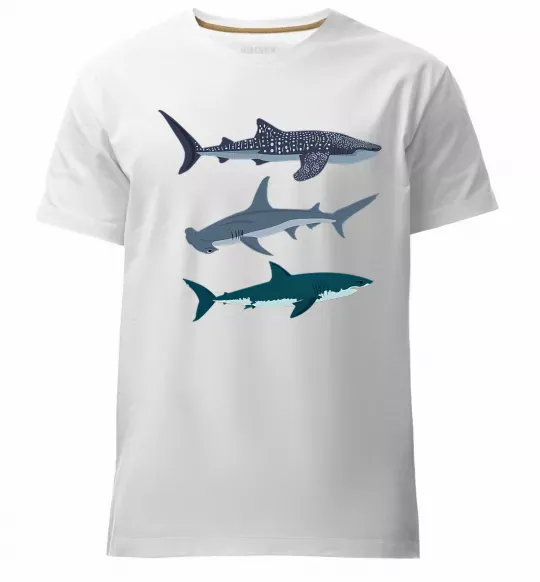 Чоловіча преміум футболка Три акули Білий фото
