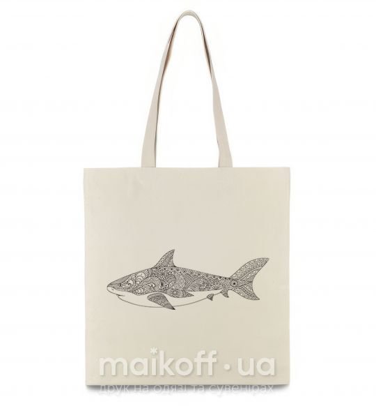 Еко-сумка Узор акулы Бежевий фото