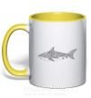 Чашка з кольоровою ручкою Узор акулы Сонячно жовтий фото