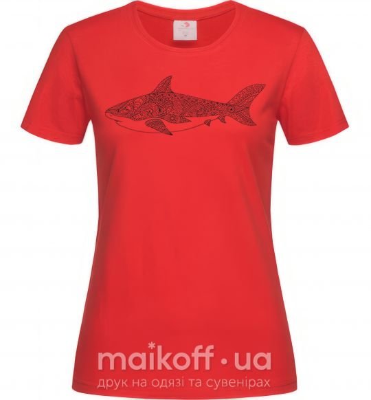 Женская футболка Узор акулы Красный фото