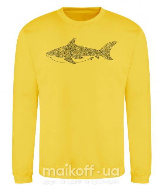 Світшот Узор акулы Сонячно жовтий фото