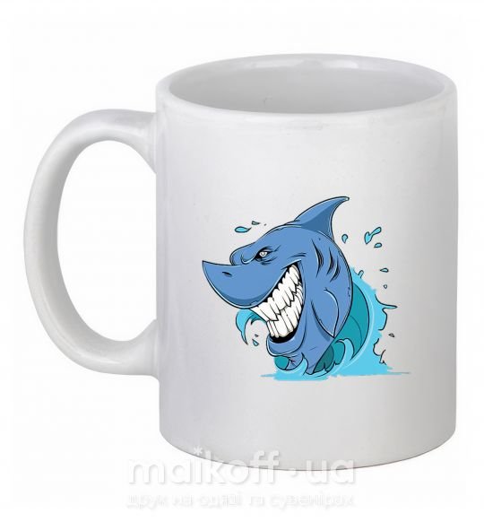 Чашка керамічна Улыбка акулы Білий фото