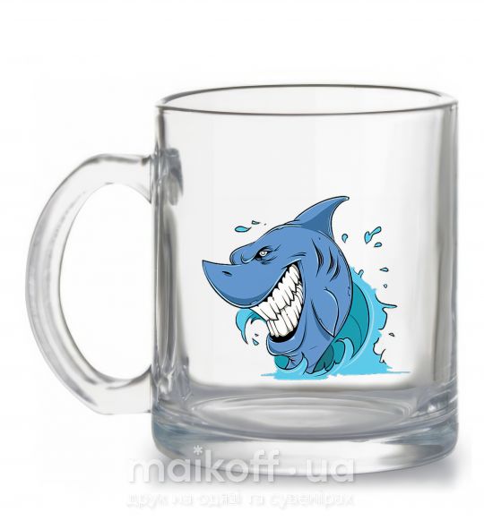 Чашка скляна Улыбка акулы Прозорий фото