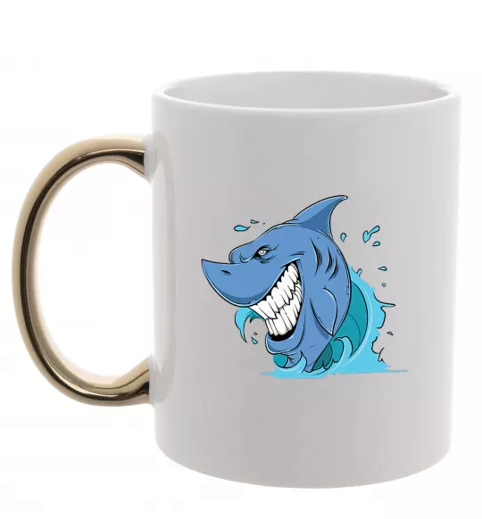 Чашка з кольоровою ручкою Посмішка акули Золото фото