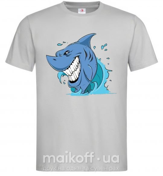 Мужская футболка Улыбка акулы Серый фото