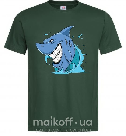 Чоловіча футболка Улыбка акулы Темно-зелений фото