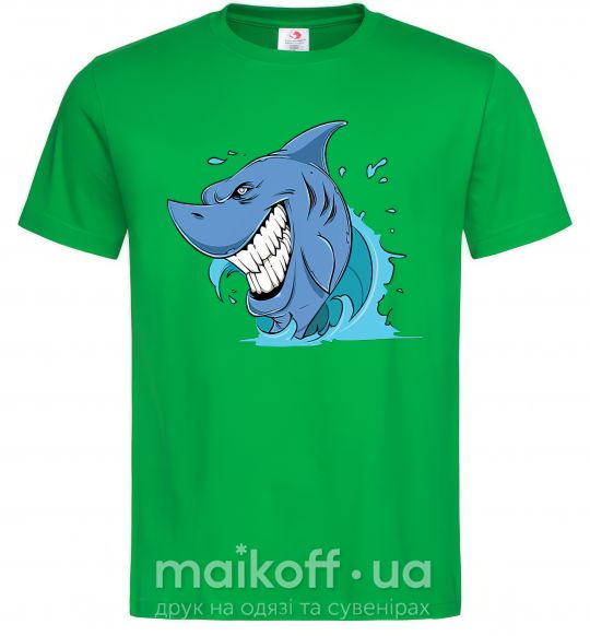 Мужская футболка Улыбка акулы Зеленый фото