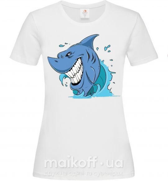 Женская футболка Улыбка акулы Белый фото