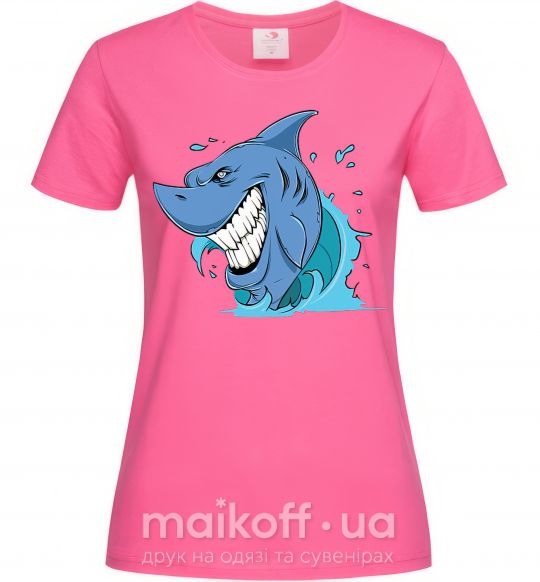 Женская футболка Улыбка акулы Ярко-розовый фото