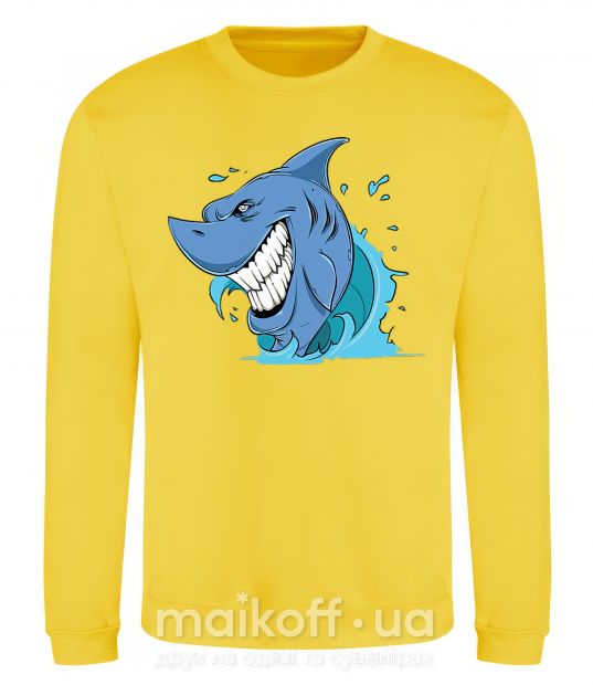 Світшот Улыбка акулы Сонячно жовтий фото