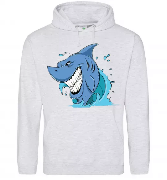 Чоловіча толстовка (худі) Посмішка акули Сірий меланж фото