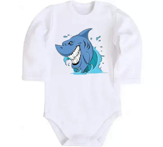 Детский боди Посмішка акули Белый фото