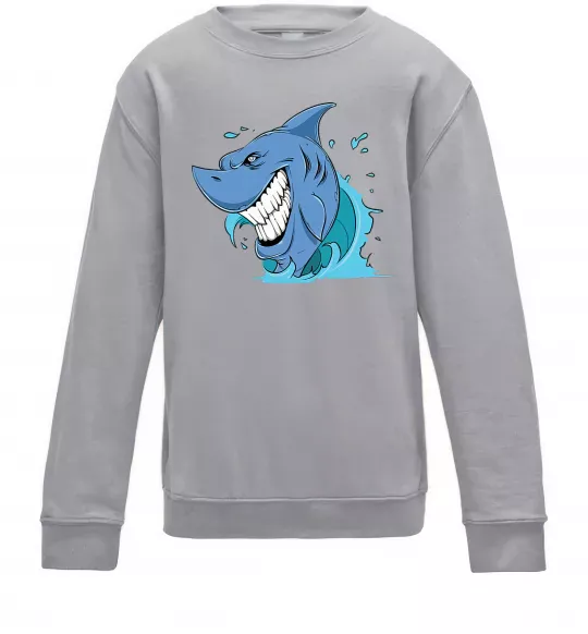Детский Свитшот Посмішка акули Серый меланж фото